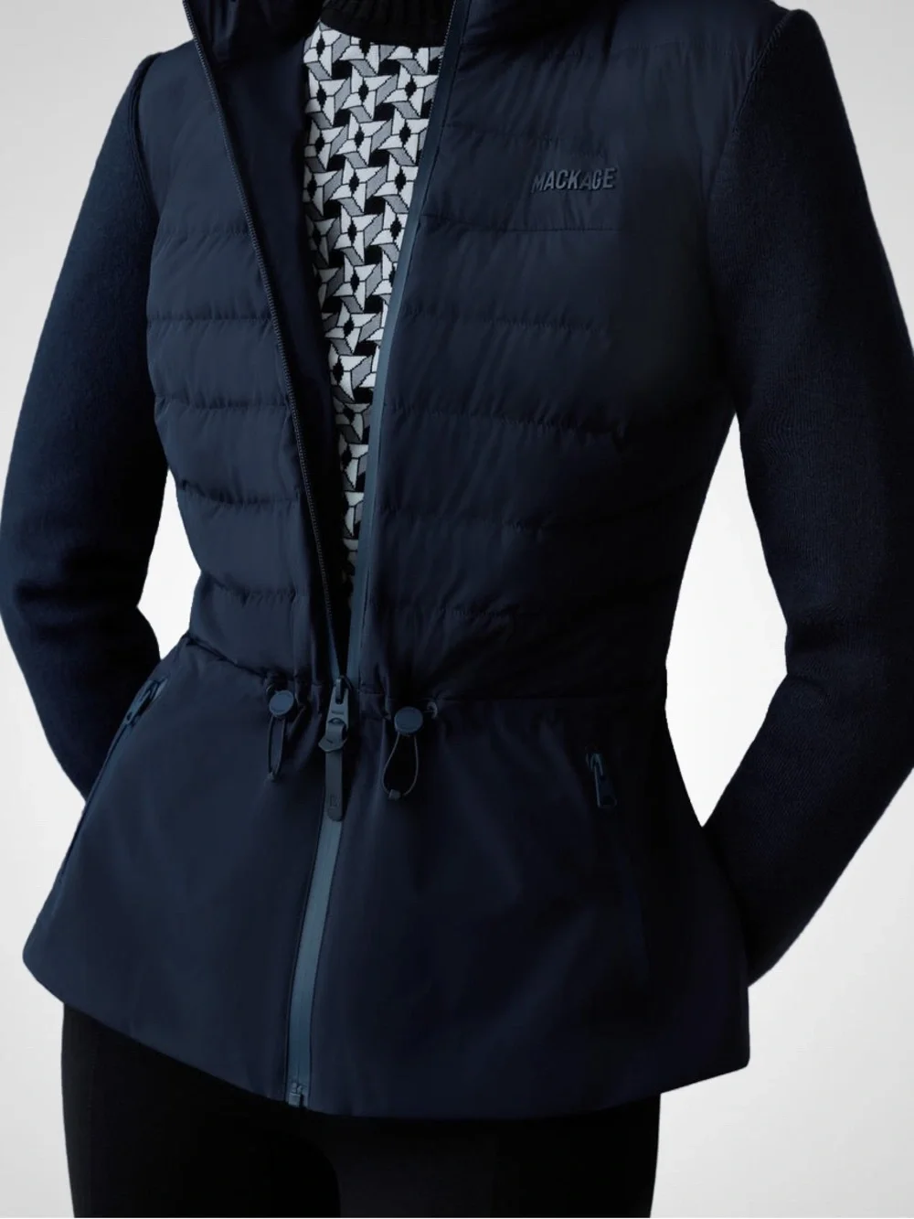 MACKAGE LAIKA BLACK XS - BRAND NEW LADIES DOWN MIXED MEDIA JACKET